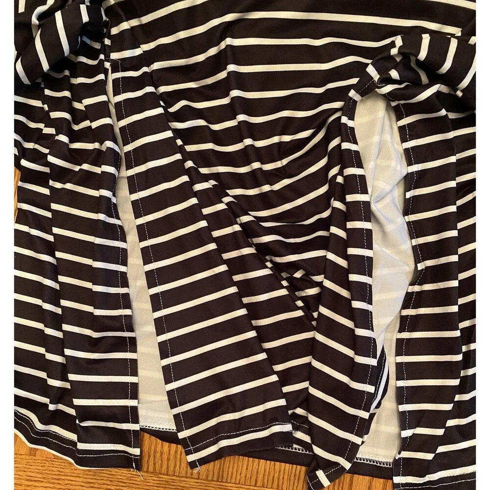 SHEIN Black White Striped Short Sleeve Midi Dress 2X New